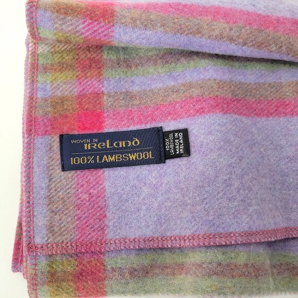 Irish Lambswool Purple Plaid Scarf - Picture 4 of 4